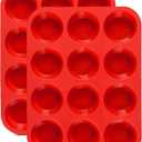 JEWOSTER 12 Cups Silicone Muffin Pan 2 Pack - Cupcake Pan Nonstick Silicone Molds Great for Making Muffin Cakes,Bread, Tart - BPA Free Baking Accessory