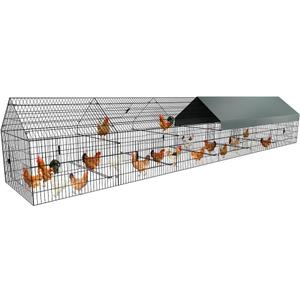 PawGiant Chicken Coop, Chicken Run Pen for Yard with Cover Outdoor Metal Portable Chicken Tractor Cage Enclosure Crate Outside for Small Animals Duck Rabbit Hen 21ft x 3.5ft