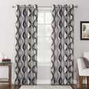 Sun Zero Burbank Watercolor Ogee Energy Efficient Grommet Curtain Panel, 54" x 84", Gray (Grey)