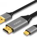 HDMI to USB C Adapter Cable 6.6ft 4K@60Hz with USB Power Adapter,HDMI Male to Type C Male Converter Support Touch for New MacBook Pro,Mac Air,Nreal Air VR