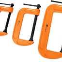 Forward C-Clamp 3 Piece Set 3in, 6in Heavy Duty Ductile Iron C Clamp Set Kit Jaw Opening Sliding T Bar Handle for DIY Carpentry Caliper Woodworking Welding Building(Orange) One Crank Bar Missing