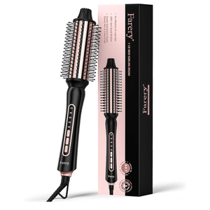 Farery Thermal Brush 5 Adjustable Temps, 1.5 Inch Hot Curling Brush for Big Bouncy Curls, Non-Blowing Heated Round Brush, Ceramic Curling Wand for Medium & Long Hair, Dual Voltage for Travel