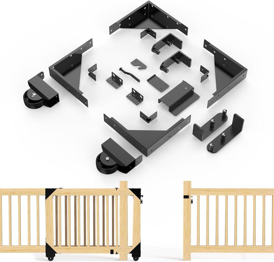 MOFEEZ Sliding Gate Kit Heavy Duty Rolling Gate Hardware Kit for Smooth Quiet Sliding Operation Black