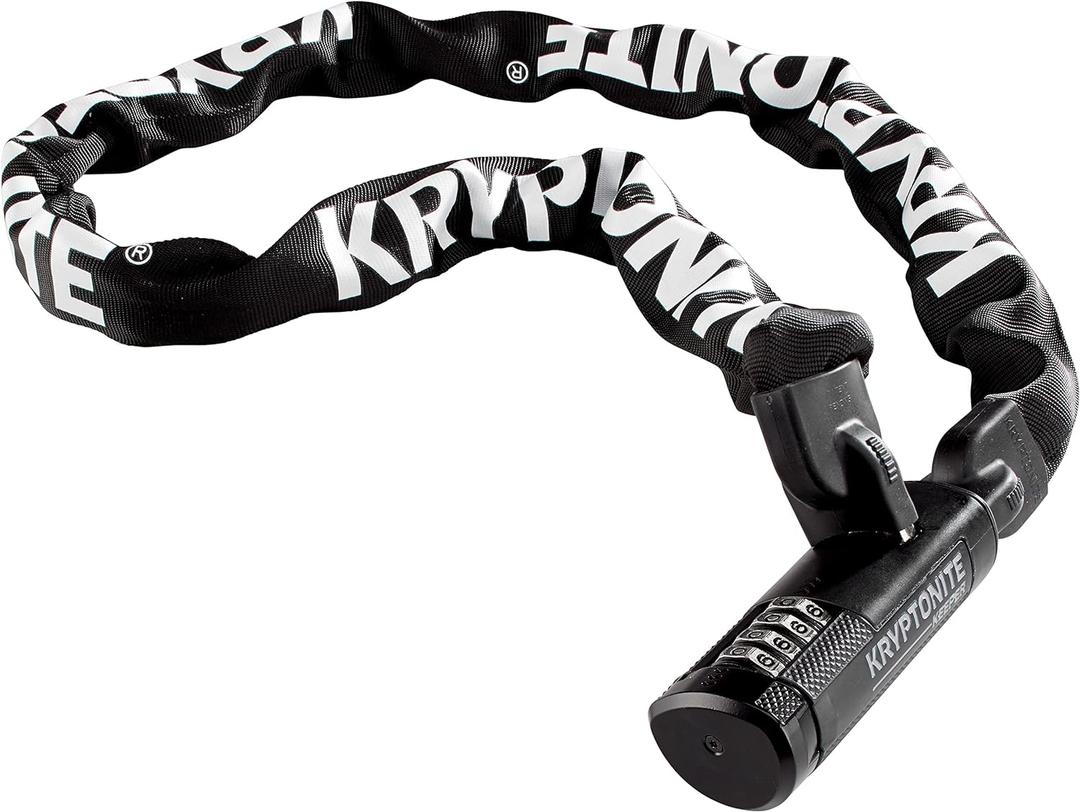 Kryptonite Keeper 712 Combo Bike Chain Lock, 4 Feet Long 7mm Steel Chain Heavy Duty Anti-Theft Bicycle Chain Lock, 4-Digit Resettable Combination Lock for E-Bike Scooter Road Mountain Bikes
