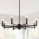 ASGYISA 8-Light Black Farmhouse Candle Chandeliers Modern Matte Ceiling Light Fixture Industrial Hanging Lighting for Dining Room Living Room Bedroom Kitchen Island Foyer, 35.2inch