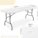 Set of 2 Folding Table 5 FT Camping Table Portable Heavy Duty Plastic Rectangular Outdoor Dining Table Steel Legs Fold-in-Half with Carrying Handle for Indoor,Picnic,Party,Wedding,Events(White)