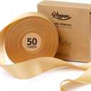 Keypan Champagne Satin Ribbon 1-1/2 Inch 50 Yards Double-Faced Polyester Ribbons for Hair Bows Gift Wrapping Crafts Floral Bouquet Wedding Invitations