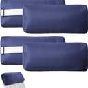 Chaise Lounge Head Pillow, 4 Pack Outdoor Lounge Chair Pillows with Adjustable Strap Water Resistant Head Pillow Headrest Pillows for Patio Backyard Beach Pool Garden Recliner(Navy Blue)