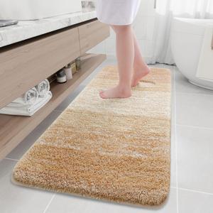 Arotive Microfiber Bathroom Rugs, Shaggy Soft and Absorbent Bath Rug, Non-Slip, Thick Plush Machine Washable Dry Bath Mats for Bathroom, Tub and Shower, 70x24, Beige, Rectangular