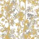 White and Golden Yellow Abstract Tree Forest Peel and Stick Wallpaper Modern Natural Floral Removable Self Adhesive Contact Paper for cabinets Bedroom and Bathroom Wallpaper 17.7" x 129.9"