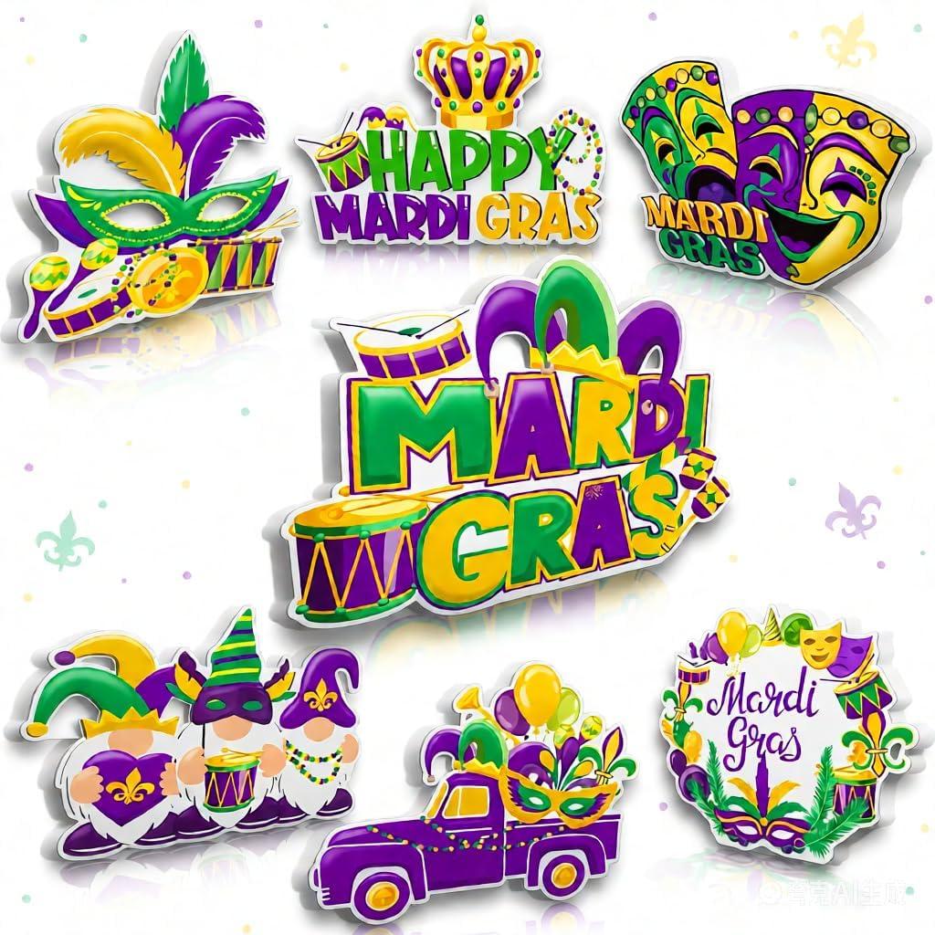 Mardi Gras Decorations Wooden Table Centerpieces for Mardi Gras Party Decoration Rustic Mardi Gras Table Decorations for Office Home Party Supplies Decor