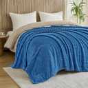 Throw Blanket for Couch - Flannel Fleece 3D Striped Ribbed Bed Blanket.Super Soft Blankets for Women Girls,Teacher Gifts Birthday Gifts Room Home Dorm Decor (Blue, Throw(50"x60"))