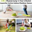 3-in-1 Musical Jump Toss Ring Game Rocket Launcher Toys for Kids Active Indoor/Outdoor Toys with Remote Control,Outside Toys for Toddler 3-5 4-8 12 Girls Boys