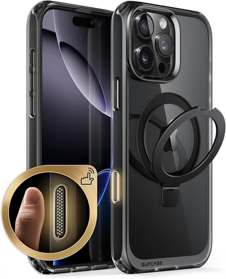 SUPCASE for iPhone 16 Pro Case with Camera Control Capture Button (Unicorn Beetle Mag Stand), [Compatible with MagSafe] Slim Protective Magnetic Phone Case for iPhone 16 Pro 6.3'' 2024, Dark