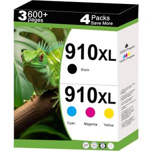 910XL Ink Cartridges for HP Printers Replacement for HP 910 XL Combo Pack to use with OfficeJet Pro 8010 8015e 8020e 8025e 8022e 8028e 8035e 8020 8035 8028 8025 Printer-Cyan Magenta Yellow Black
