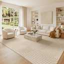 Soalmost 8x10 Washable Area Rug with High-Low Pile for Living Room, Beige