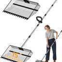 2-in-1 Chicken Poop Scooper & Rake, 15" Heavy-Duty Litter Sifter with 3675" Stainless Steel Handle, Sand Sifting Shovel & Cleaning Tool for Chicken Coops and Runs, U.S. Patented