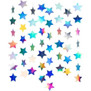 WEVEN Star Garland Holographic Decor Party Streamers Twinkle Star Banner Backdrop for Wedding Baby Shower Birthday Party Decorations, 3" in Diameter, 20 Feet in Total