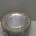 FOCUSLINE 100 Count 10 Inch Clear and Gold Plastic Plates, Disposable Heavy Duty Clear Plates with Gold Rim, Premium Hard Plastic Plate Fancy Disposable Dinner Plate for Wedding Parties