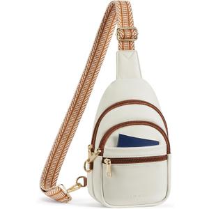 CHOLISS Anti Theft Small Sling Bag for Women and Men RFID Leather Crossbody Bags Fanny Pack Chest Bag Travel Purse Daypacks (White)