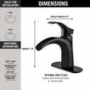 Matte Black Bathroom Sink Faucet Waterfall - Single Handle Vantiy Faucet 1 or 3 Holes 4 inch with Pop up Drain