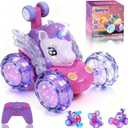 Unicorn Toys RC Car for Girls 4-6 Beginner-Friendly Cute Remote Control Toy - High-Speed All-Terrain 360°Flips Stunt & Cool Blinky Lights Ideal Christmas Birthday Gift for Age 3 4 5 6 7 8 - Purple