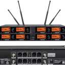 Wireless Microphone System Pro Audio 8 Channel UHF 8 Lavalier Bodypacks 8 Lapel Mic 8 Headsets for Karaoke System Meeting Church Speaking Conference Wedding Party Frequency B