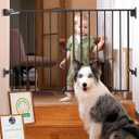 Babelio Baby Gate for Stairs, Kitchen & Doorways, No Bottom Bar| Easy Installation| One-Handed Operation| Auto-Close| Hardware Mount (Drill Needed) Safety Dog Gate (Black - B17, 29-49" W, 28" H)