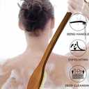ICANdOIT-17.71Inch Natural Stiff Sisal Bristles Anti-Slip Long Handle Bath Brush,Bent Handle Shower Scrubber for Exfoliating,Shower Back Brush,Exfoliation Set with Pumice Stone(1 Pack)