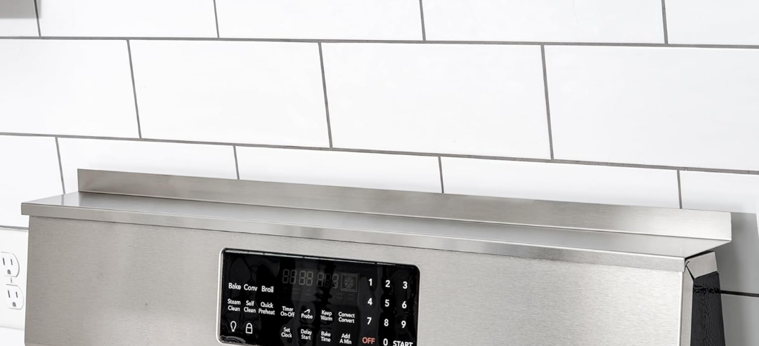 StoveShelf 30" Length Stainless Steel Finish Magnetic Shelf for Kitchen Stove - Kitchen Storage Solution with Zero Installation - Over Stove Spice Rack Organizer