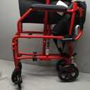 Medline Ultra Lightweight Transport Wheelchair for Adults, Foldable, 19-Inch Seat Width, Red Frame, Black Upholstery