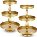 Maxdot 2 Pcs 3 Tier Cupcake Stand Holder, Round Cupcake Stand Serving Tray, Metal Tiered Tray Pastry Dessert Cake Tower Display Stand for Baby Shower Tea Party, Wedding and Birthday (Gold)