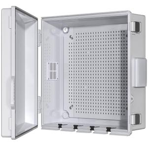 Electrical Junction Box, Ventilated Design, Cable Grommets, Indoor/Outdoor Use with Mounting Panel & Hinged Cover. Waterproof IP 65. (Grey Cover, 13"x13"x5.1")