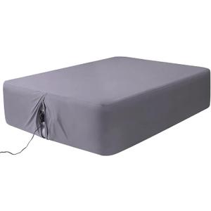 Twin Fitted Sheet for Air Mattress with 16-24 Inch Deep Pocket, Ultra Soft & Breathable Bottom Cover for Inflatable Air Bed with Pump Opening, Inflate Without Disassembly Convenient, Gray