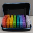 Yewltvep Monthly Pill Organizer 4 Times a Day, Pill Box Organizer with 32 Daily Compartments, 30 Day Pill Organizer 4 Times a Day Pill Holder with Hard Shell Travel Case+Weekly Pill Bag 4 Times a Day