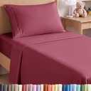 Twin XL Size 3 Piece Sheet Set - Breathable & Cooling Sheets - Burgundy