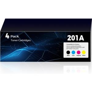 201A 201X Toner Cartridges Replacement Pro MFP M277dw M252dw for HP 201A 201X Toner (with Chip) CF400A CF400X CF401A CF402A CF403A Works for M277c6 M277n M277 M252n Printer 4Pack(1BK+1C+1M+1Y)