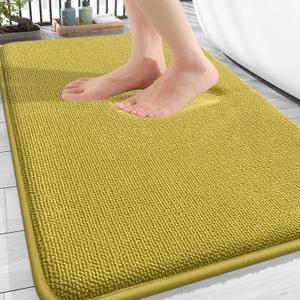 OLANLY Thick Memory Foam Bath Mat Rug 30x20, Extra Soft Absorbent Bathroom Rug, Quick Dry Bath Mat, Non-Slip, Machine Washable Carpet for Bathroom, Tub and Shower, Home Decor Accessories, Deep Mustard