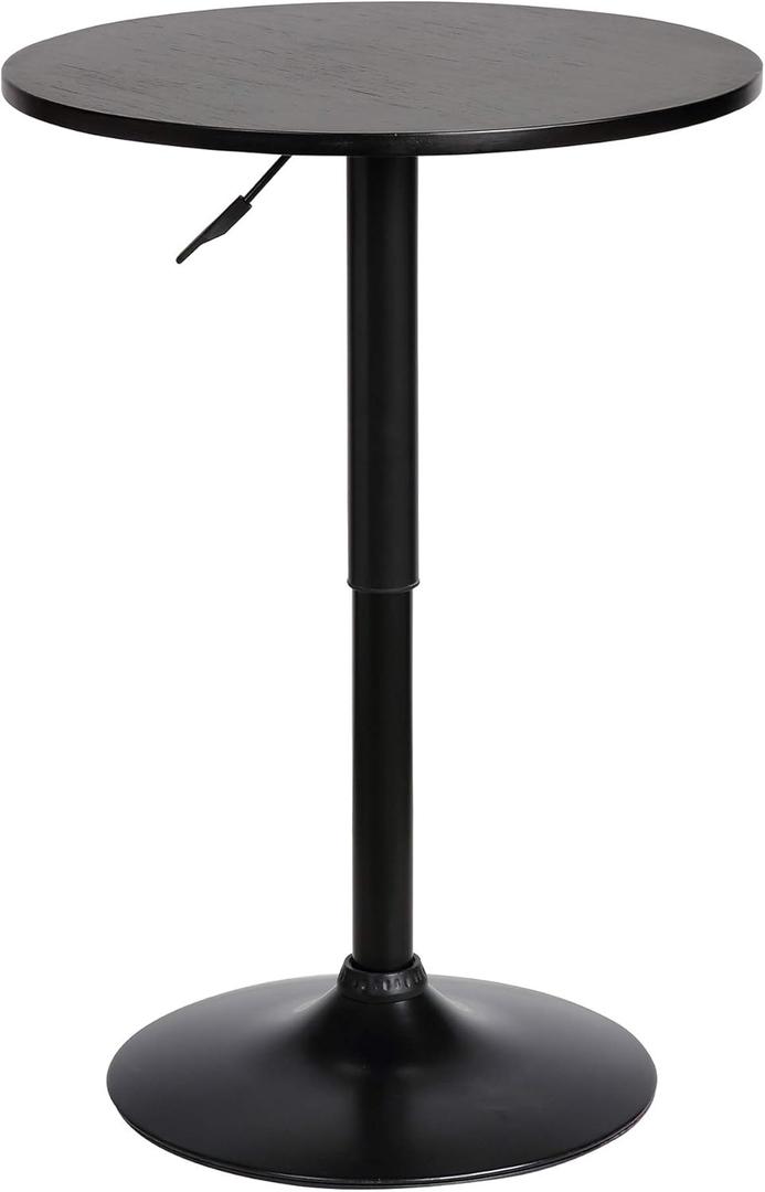 Armen Living Bentley Height Adjustable Swivel Pub Table with Black Wood Finish and Black Base
