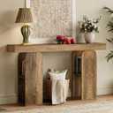 Tohomeor 54 Inch Long Console Table, Farmhouse Entryway Table Wood Narrow Sofa Table Behind Couch, Hallway Accent Table Furniture for Living Room, Foyer, Retro Brown, 54.5"W