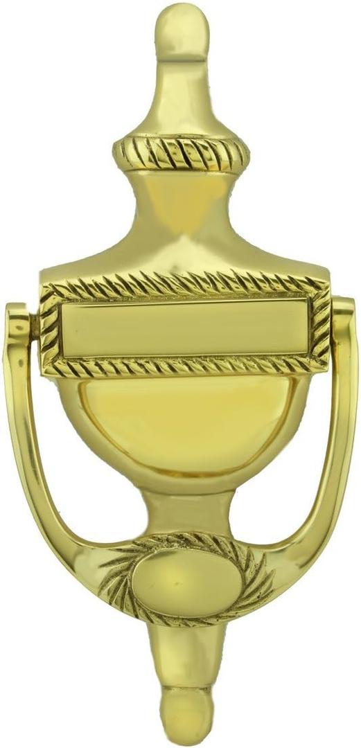 Renovators Supply Manufacturing Heavy Traditional Style Door Knocker - Solid Brass Construction, Polished Brass Finish, 7 Inch Long with Mounting Hardware