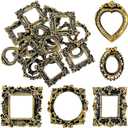 Vicenpal 24 Pcs Vintage Mini Picture Frames Baroque Antique Small Resin Jewelry Display Table Frame for Christmas DIY Photo Holiday Party Decoration (Vintage Gold)