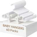 Nursery Baby Hangers with Clips, 20 Newborn Kids Plastic Clothes Hangers for Toddler Pants with 40 Clips for Children's Clothes Packs(White,60 Packs) (60, White), Children's Size