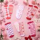 Silicherry 6 Pairs Wedding Pilates Socks for Women Novelty Socks Non-slip Grippy Yoga Gift Supplies for Dance Workout(Pink Bow) (Pink)