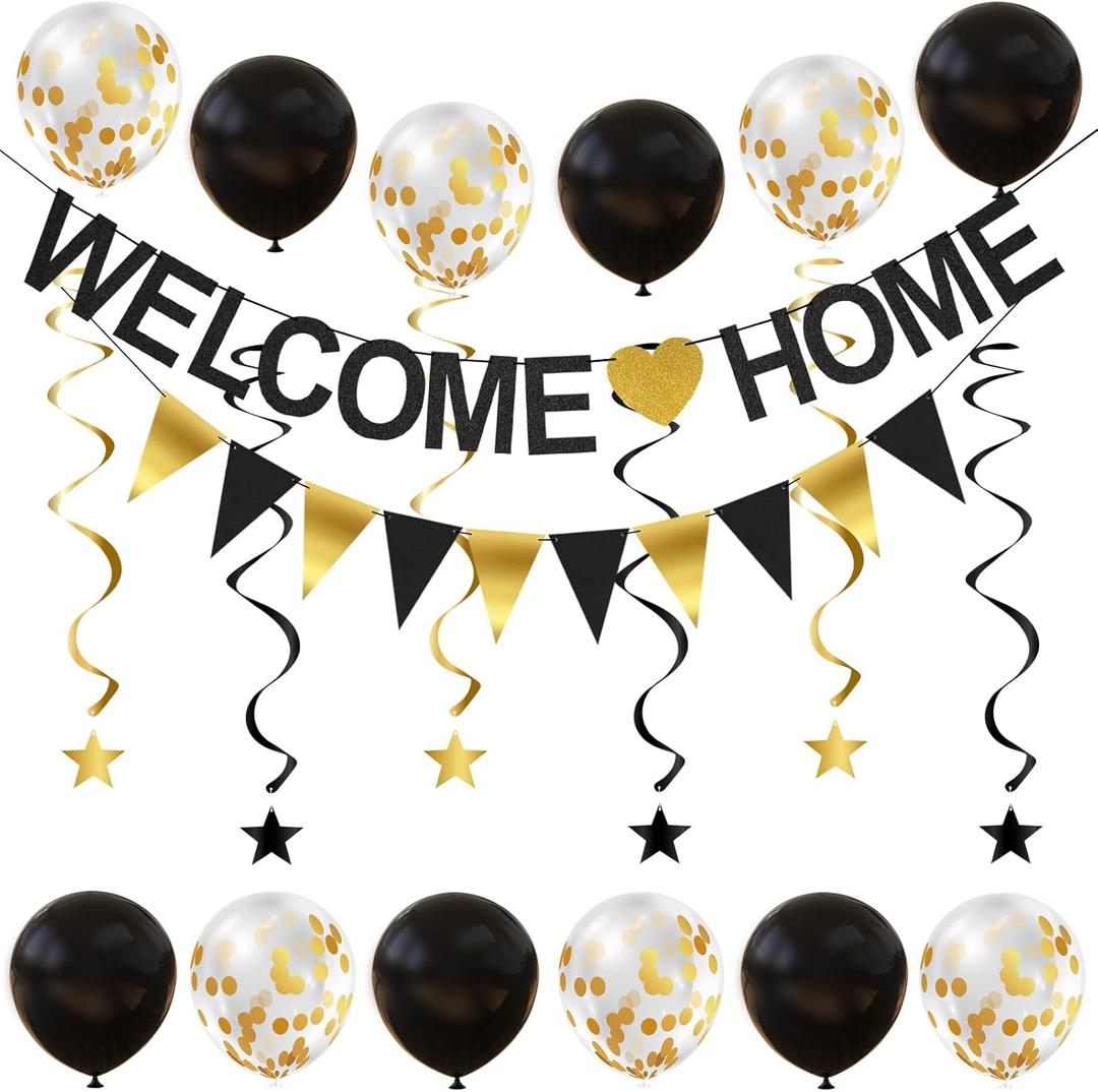 Welcome Home Banner Decorations with Welcome Home Sign, Garland, Balloons and Hanging Swirls for Military Homecoming Deployment Returning, Welcome Home Party Supplies Welcome Home Banner Decorations with Welcome Home Sign, Garland, Balloons and Hanging Swirls for Military Homecoming Deployment Returning, Welcome Home Party Supplies