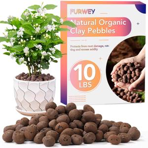 10 LBS Organic Clay Pebbles 4mm-16mm Leca for Plants 100% Natural Hydroton Clay Pebbles for Hydroponic Growing Gardening Orchids Drainage Decoration Aquaponics (10LBS)