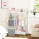 UTEX Kids Play Armoire with Mirror, Storage Bins and Closet for Dress Up and Costumes (White), 33.4w X 15.75d X 44.5h