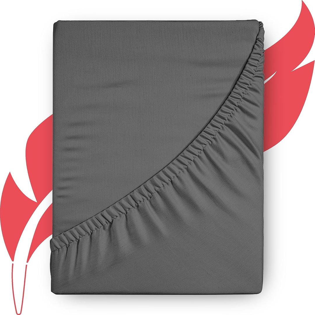 Ashton Sheets 100% Egyptian Cotton Fitted Sheet Queen Size - 1000-Thread-Count Queen Fitted Sheet Only, Extra Soft, Cooling, 16" Deep Pocket Luxury Sateen Weave Bottom, Hotel Quality - Dark Grey (Queen - Fitted, Dark Grey)