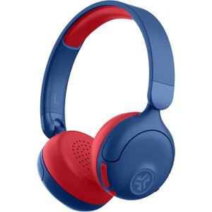 JLab JBuddies ANC 2 in 1 Wireless + Wired Kids Headphones, Active Noise Canceling and Be Aware Modes, Safe Volume Settings, 50+ Hours Playtime, Adjustable, Blue/Red