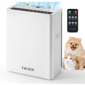 Air Purifiers for Home Large Room, PM 2.5 Display Air Quality Monitor Cover Up to 1500 Ft with Remote, Air Purifiers for Home Pets with Fragrance, Air Cleaner for Pets Hair, Dust, Smoke,Odors (White)